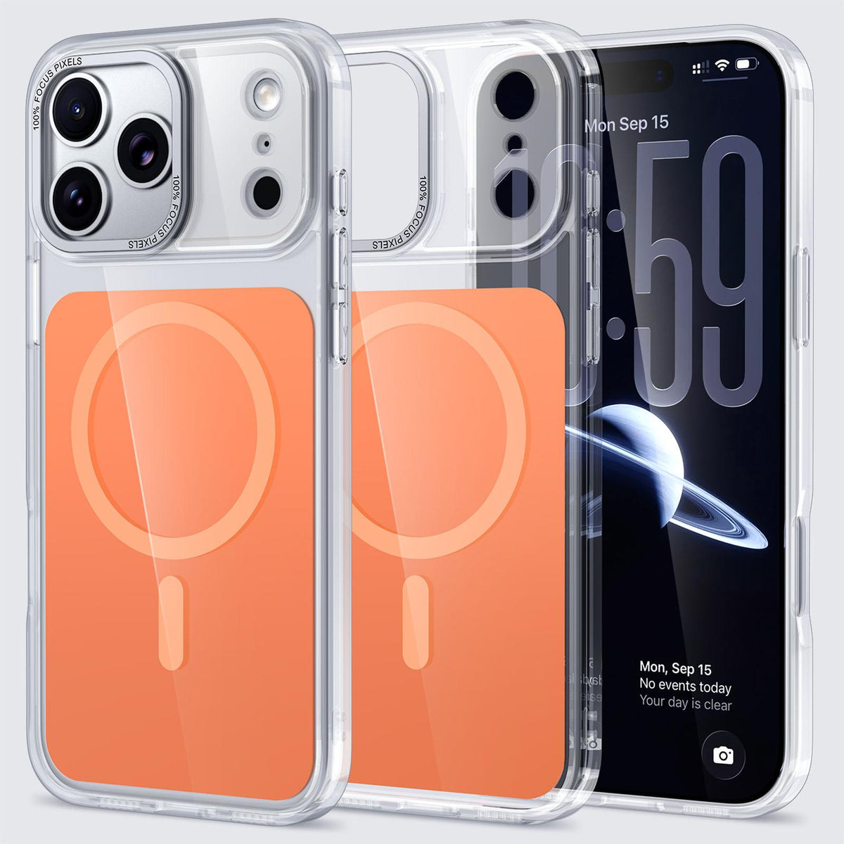 Compatible with iPhone 18 Pro Max Kalebol Transparent Magnetic MagSafe Skin Feel Phone Case - Orange