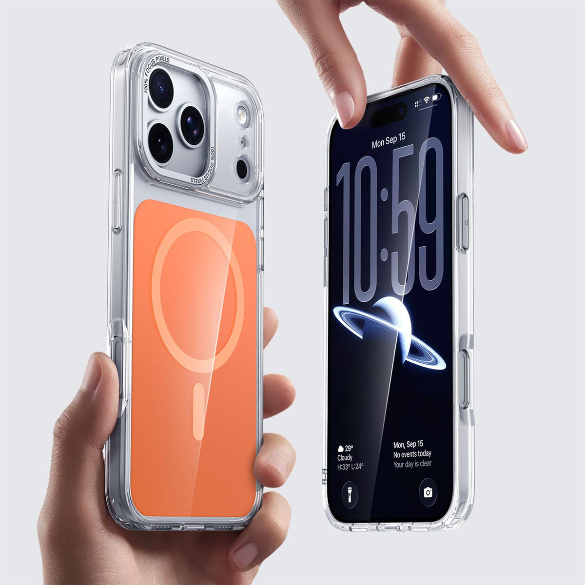 Compatible with iPhone 18 Pro Max Kalebol Transparent Magnetic MagSafe Skin Feel Phone Case - Orange