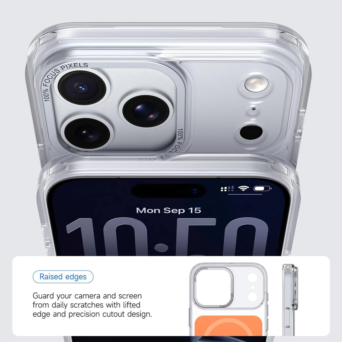 Compatible with iPhone 18 Pro Max Kalebol Transparent Magnetic MagSafe Skin Feel Phone Case - Orange