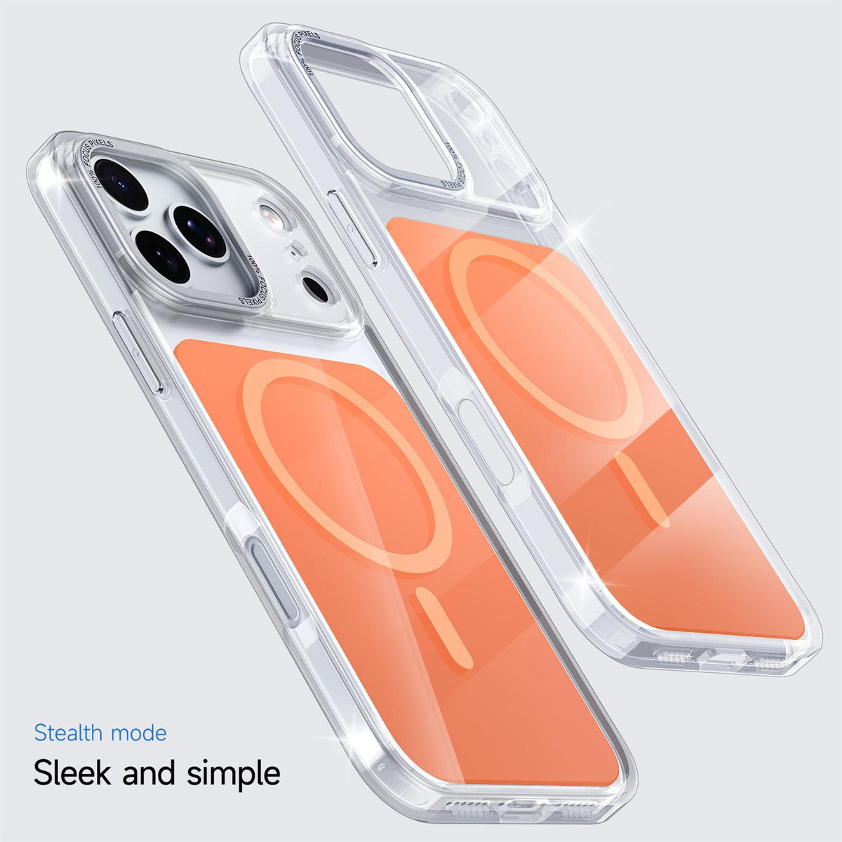 Compatible with iPhone 18 Pro Max Kalebol Transparent Magnetic MagSafe Skin Feel Phone Case - Orange
