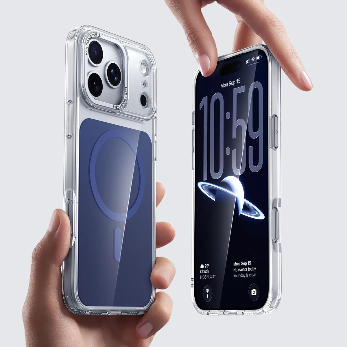 Compatible with iPhone 18 Pro Max Kalebol Transparent Magnetic MagSafe Skin Feel Phone Case - Blue