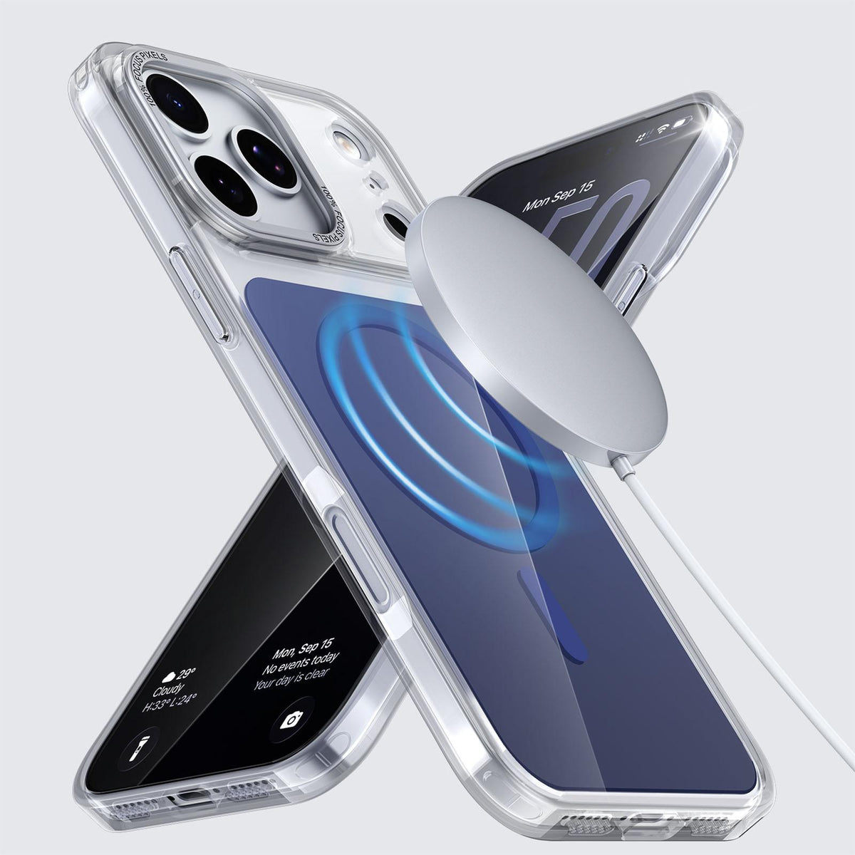 Compatible with iPhone 18 Pro Max Kalebol Transparent Magnetic MagSafe Skin Feel Phone Case - Blue