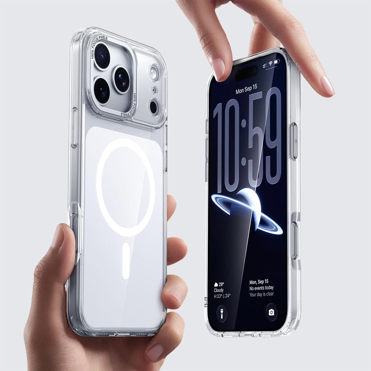Compatible with iPhone 18 Pro Max Kalebol Transparent Magnetic MagSafe Skin Feel Phone Case - White