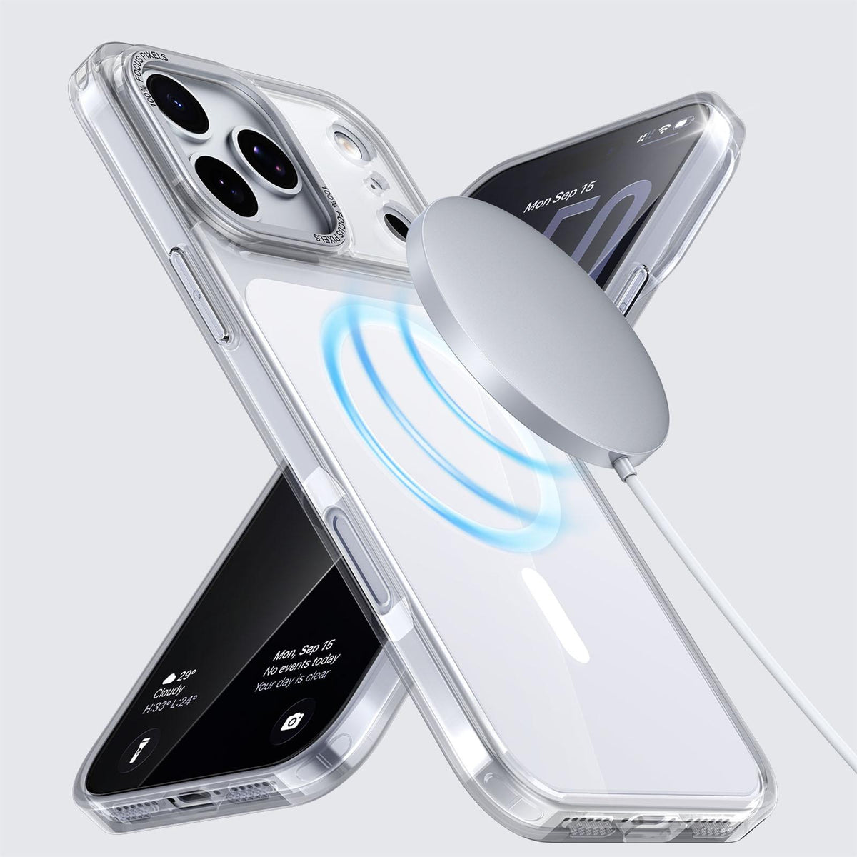 Compatible with iPhone 18 Pro Max Kalebol Transparent Magnetic MagSafe Skin Feel Phone Case - White