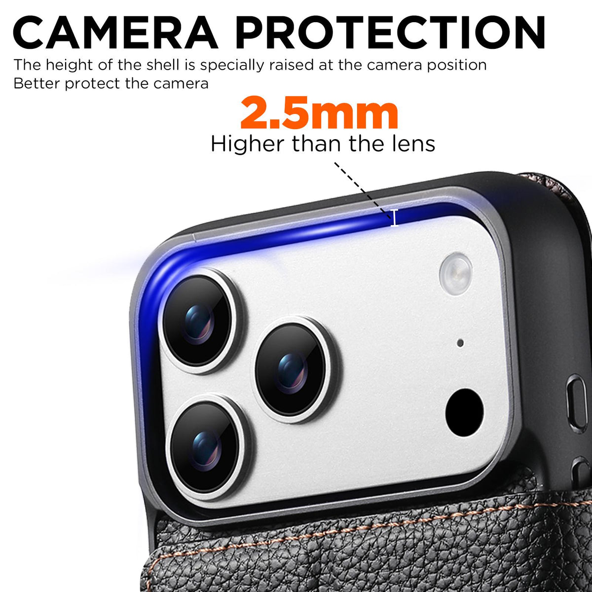 Compatible with iPhone 18 Pro Max Suteni Q05 -in-1 Multi-function MagSafe Wallet Big Litchi Leather Phone Case - Black