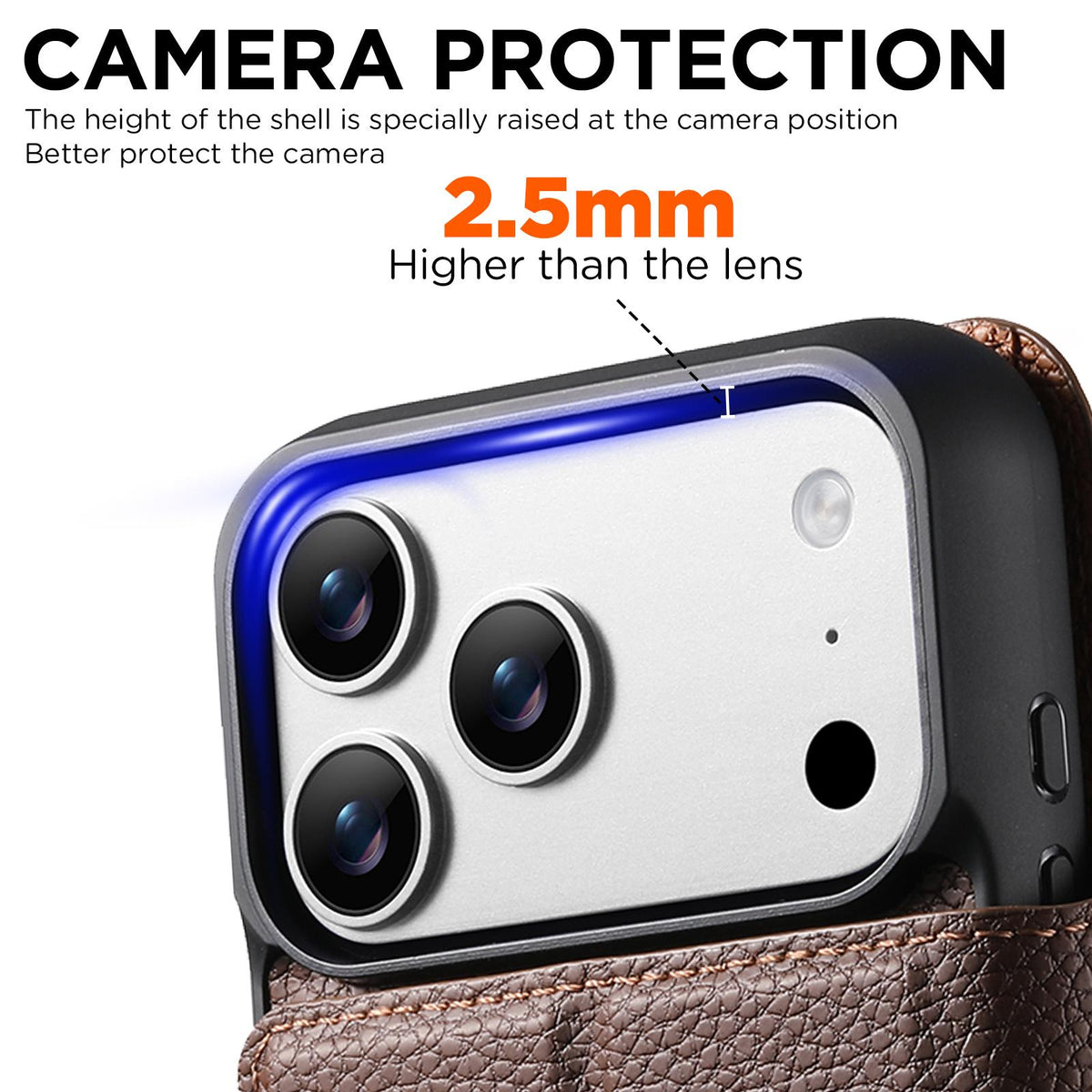 Compatible with iPhone 18 Pro Max Suteni Q05 -in-1 Multi-function MagSafe Wallet Big Litchi Leather Phone Case - Brown