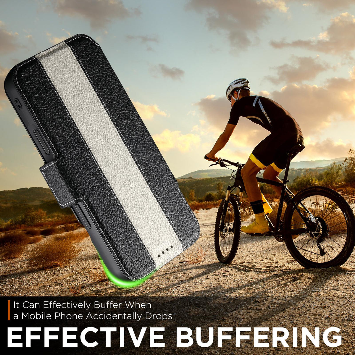 Compatible with iPhone 18 Pro Max Suteni Q08 2-in-1 Multi-function Magnetic Wallet Big Litchi Vegan Leather Phone Case - White