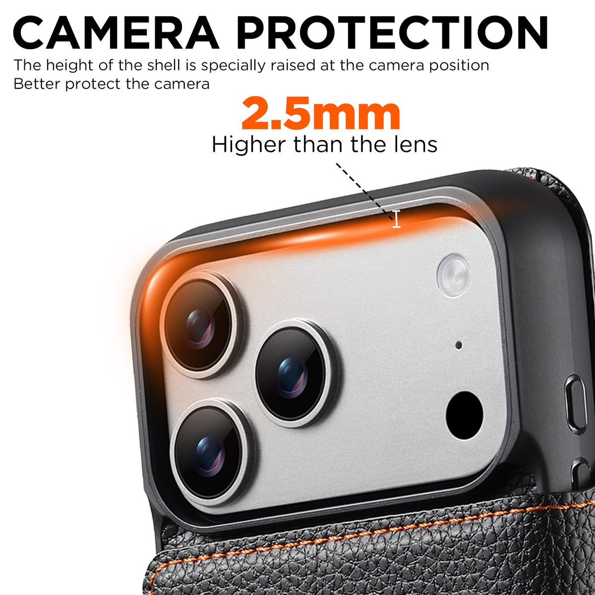 Compatible with iPhone 18 Pro Max Suteni Q08 2-in-1 Multi-function Magnetic Wallet Big Litchi Vegan Leather Phone Case - Orange