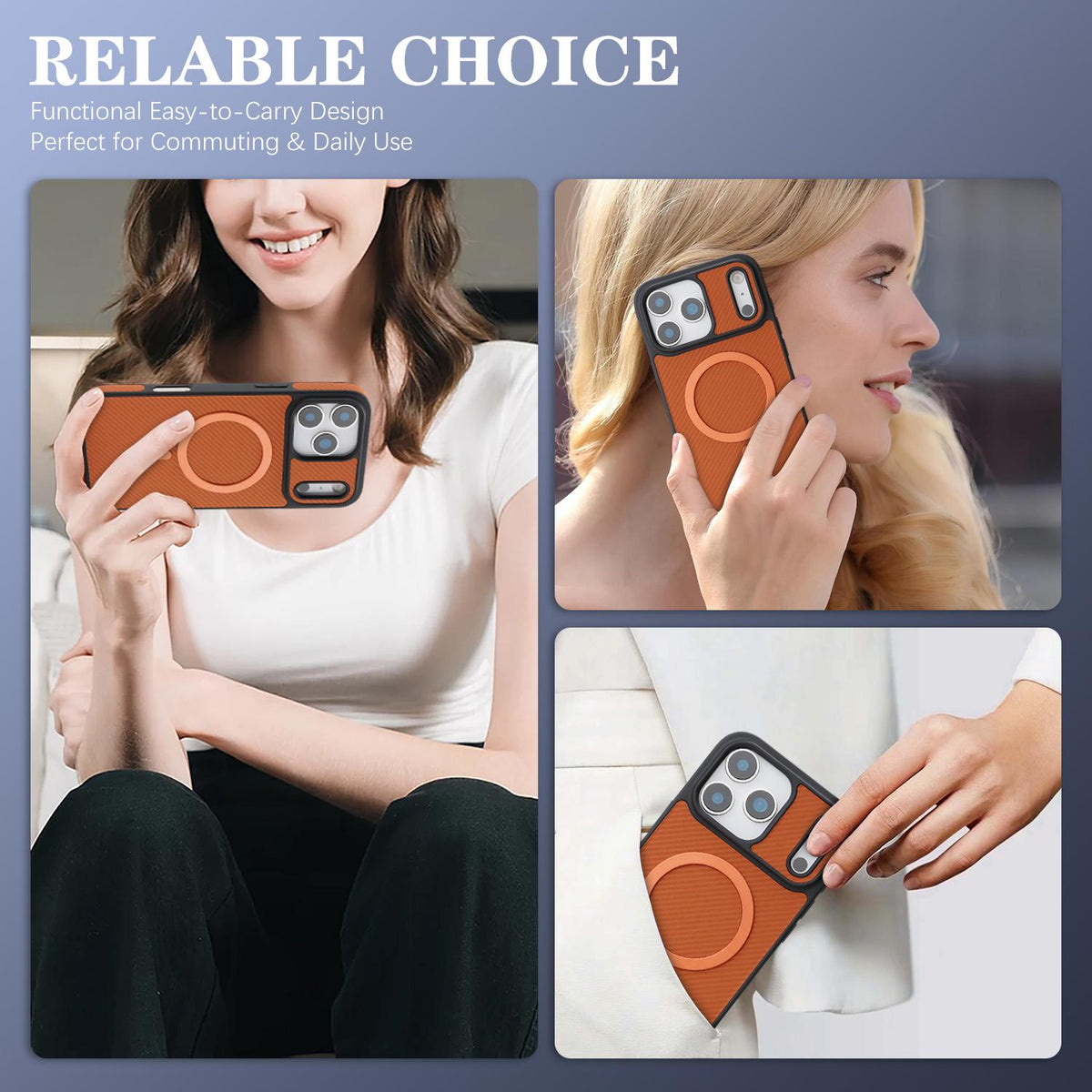 Compatible with iPhone 18 Pro Max Carbon Fiber MagSafe Phone Case - Brown