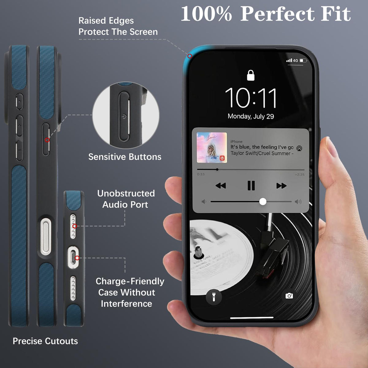 Compatible with iPhone 18 Pro Max Carbon Fiber MagSafe Phone Case - Blue