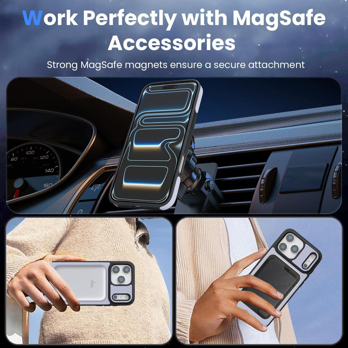 Compatible with iPhone 18 Pro Max Carbon Fiber MagSafe Phone Case - Purple