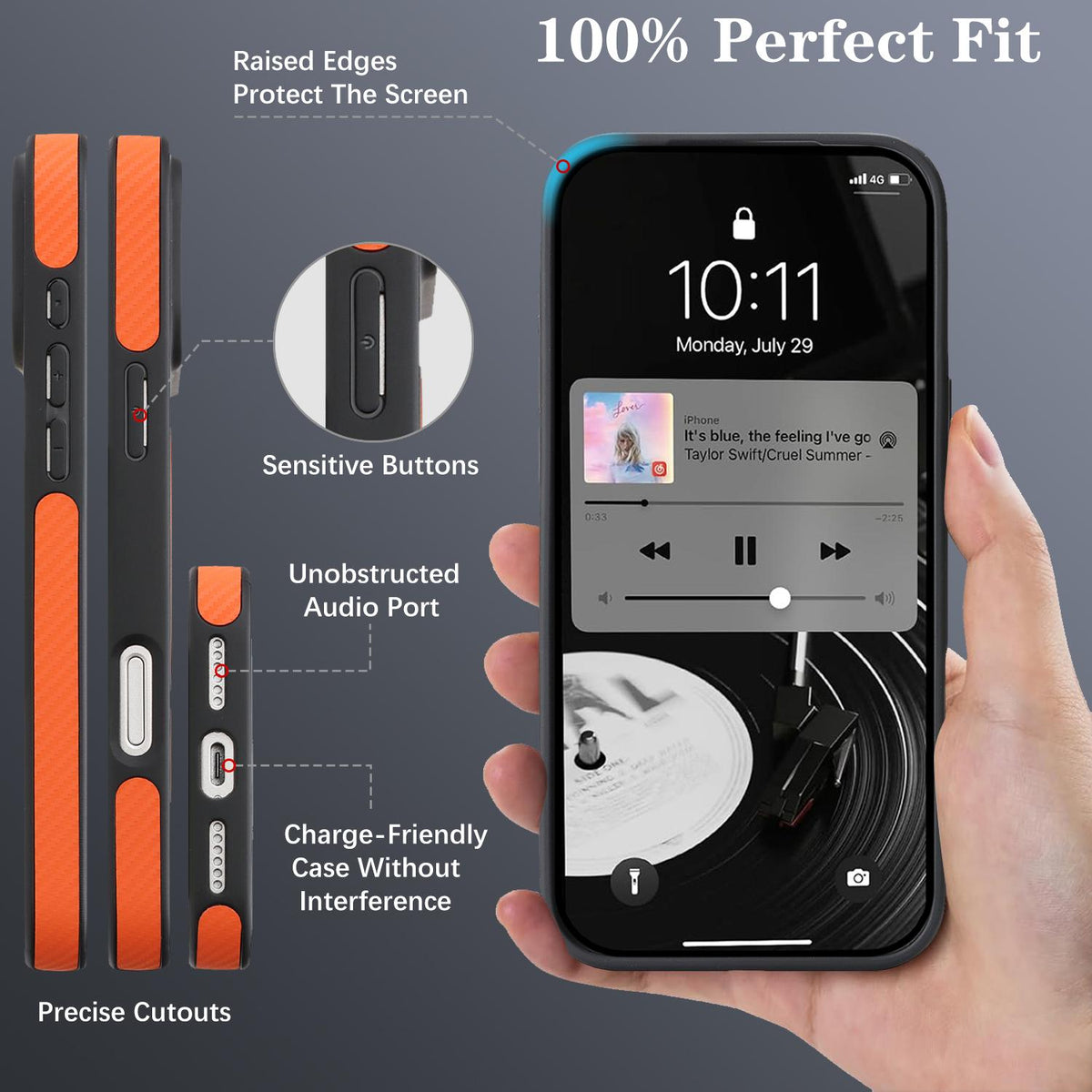 Compatible with iPhone 18 Pro Max Carbon Fiber MagSafe Phone Case - Orange