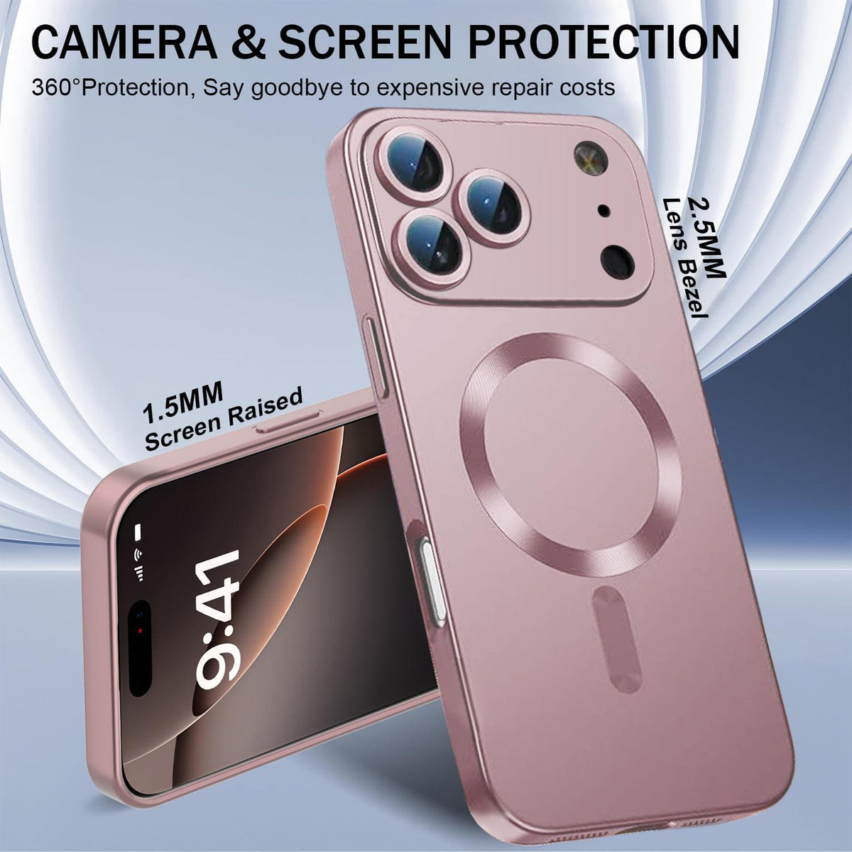Compatible with iPhone 18 Pro Max Ultra thin Metallic TPU MagSafe Phone Case with Lens Film - Pink