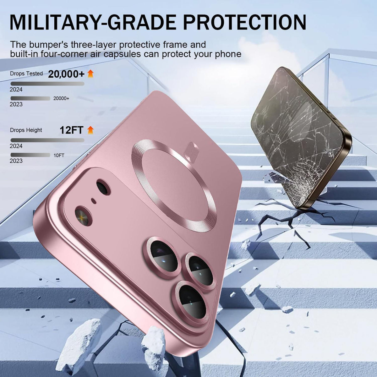 Compatible with iPhone 18 Pro Max Ultra thin Metallic TPU MagSafe Phone Case with Lens Film - Pink