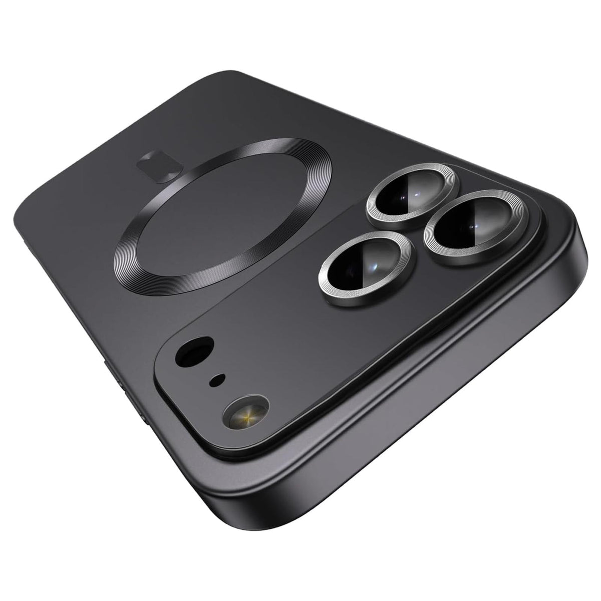 Compatible with iPhone 18 Pro Max Ultra thin Metallic TPU MagSafe Phone Case with Lens Film - Black