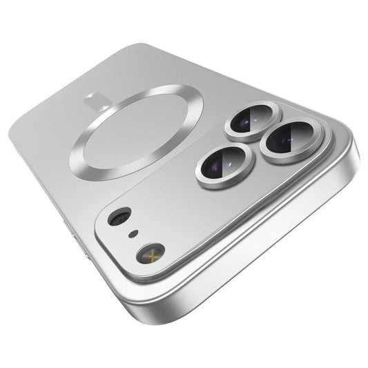 Compatible with iPhone 18 Pro Max Ultra thin Metallic TPU MagSafe Phone Case with Lens Film - Silver