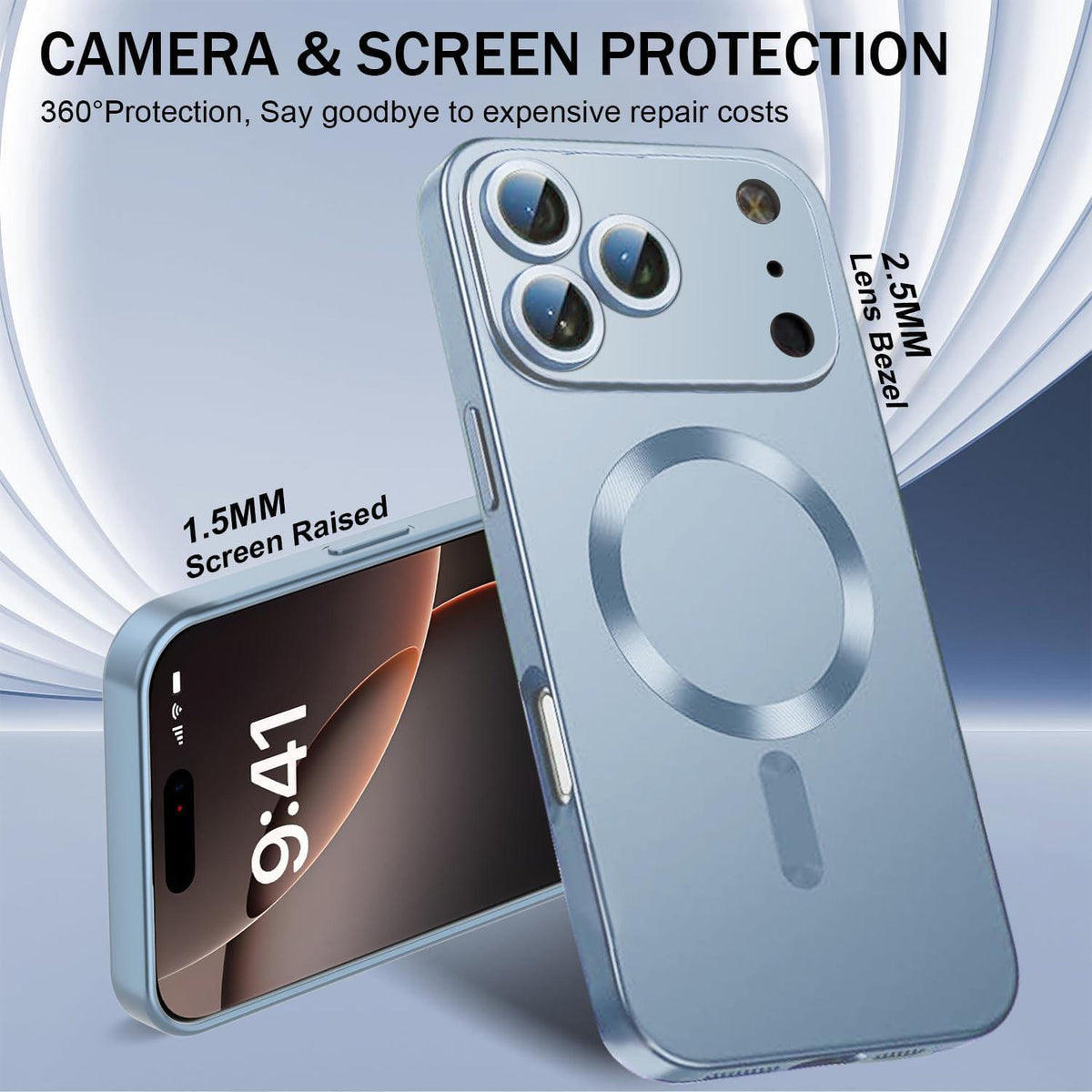 Compatible with iPhone 18 Pro Max Ultra thin Metallic TPU MagSafe Phone Case with Lens Film - Sierra Blue