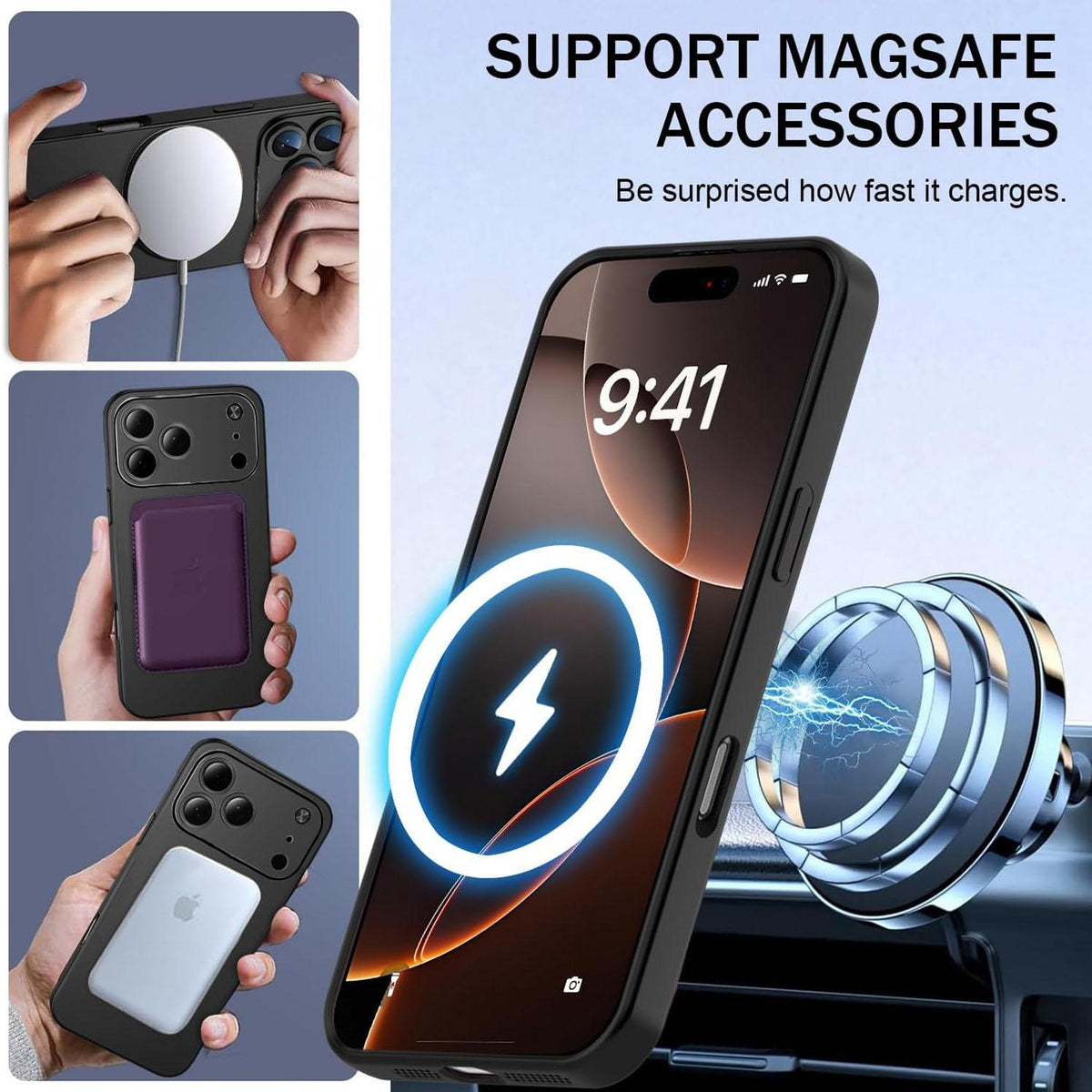 Compatible with iPhone 18 Pro Ultra thin Metallic TPU MagSafe Phone Case with Lens Film - Black
