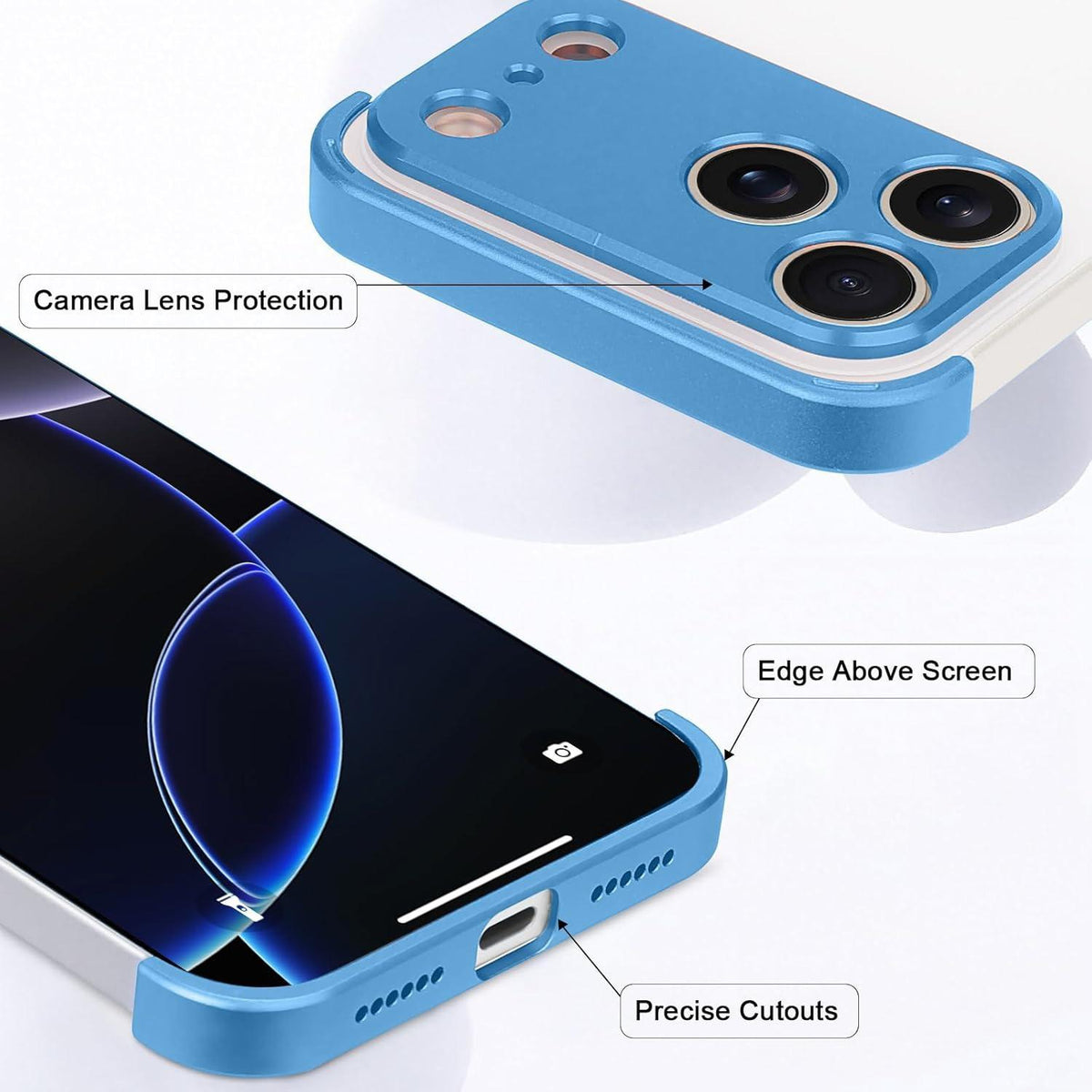 Compatible with iPhone 18 Pro Max Ultra-thin Frameless Titanium Alloy Four Corner Shockproof Phone Case - Light Blue
