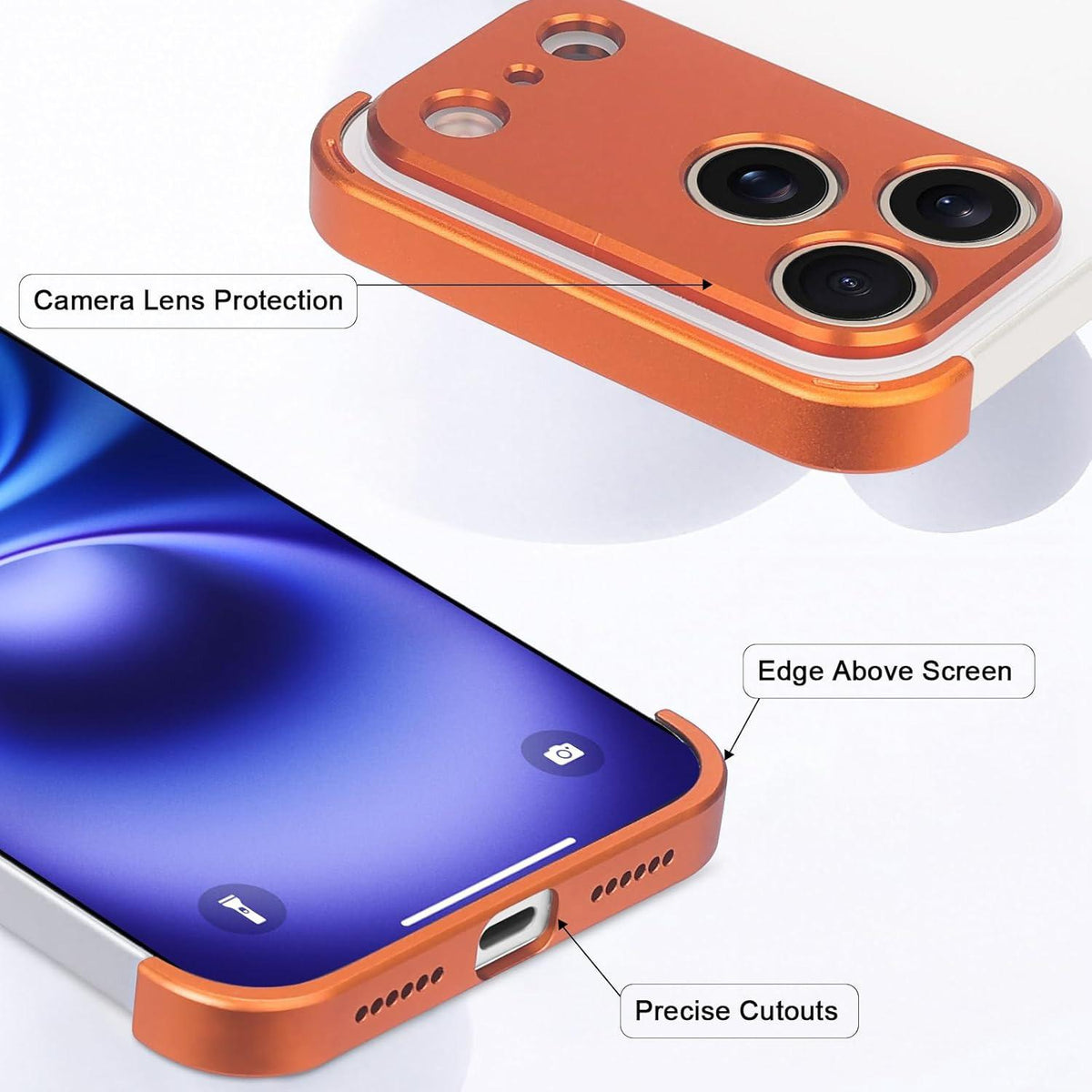 Compatible with iPhone 18 Pro Max Ultra-thin Frameless Titanium Alloy Four Corner Shockproof Phone Case - Orange