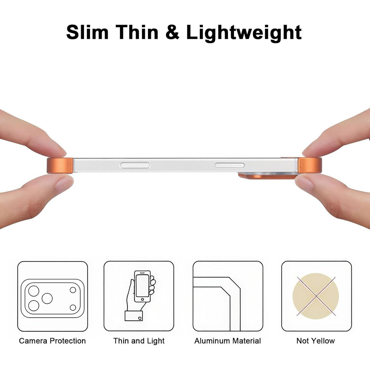 Compatible with iPhone 18 Pro Max Ultra-thin Frameless Titanium Alloy Four Corner Shockproof Phone Case - Orange