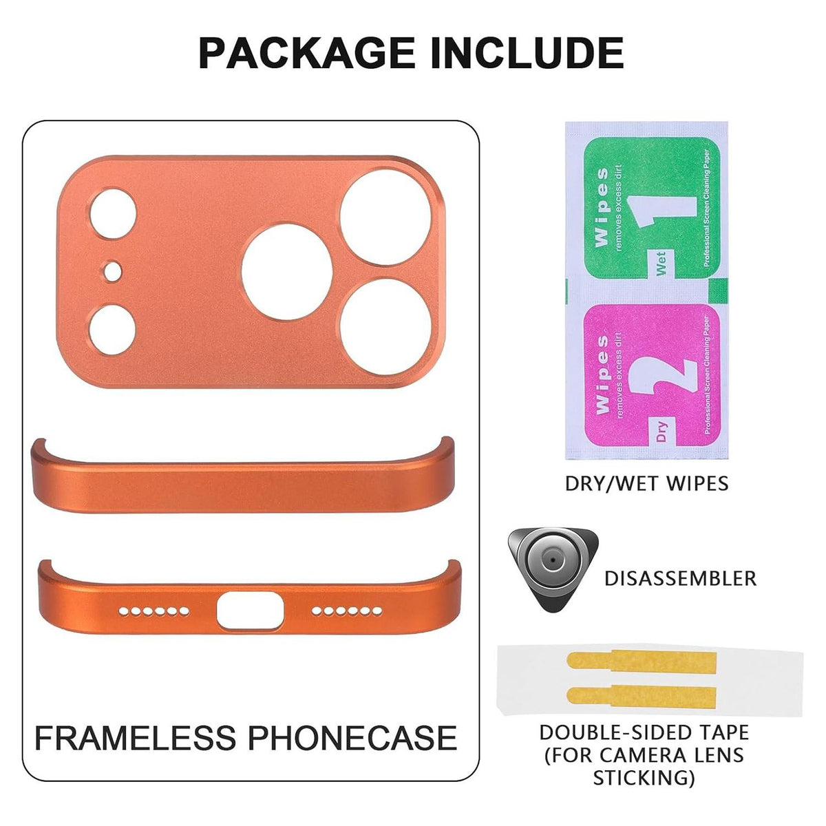 Compatible with iPhone 18 Pro Max Ultra-thin Frameless Titanium Alloy Four Corner Shockproof Phone Case - Orange