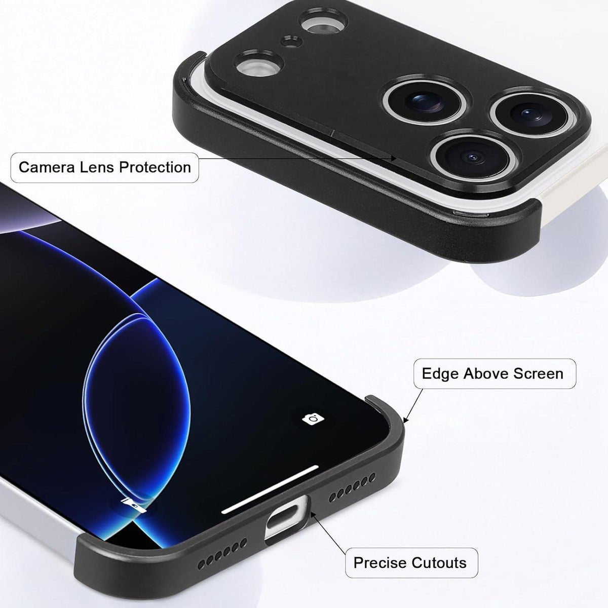 Compatible with iPhone 18 Pro Max Ultra-thin Frameless Titanium Alloy Four Corner Shockproof Phone Case - Black