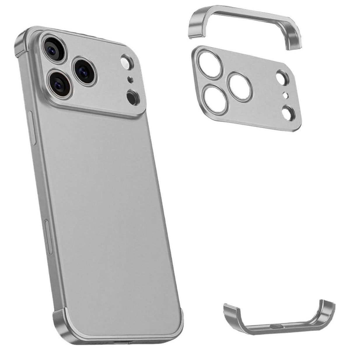 Compatible with iPhone 18 Pro Max Ultra-thin Frameless Titanium Alloy Four Corner Shockproof Phone Case - Titanium Gray