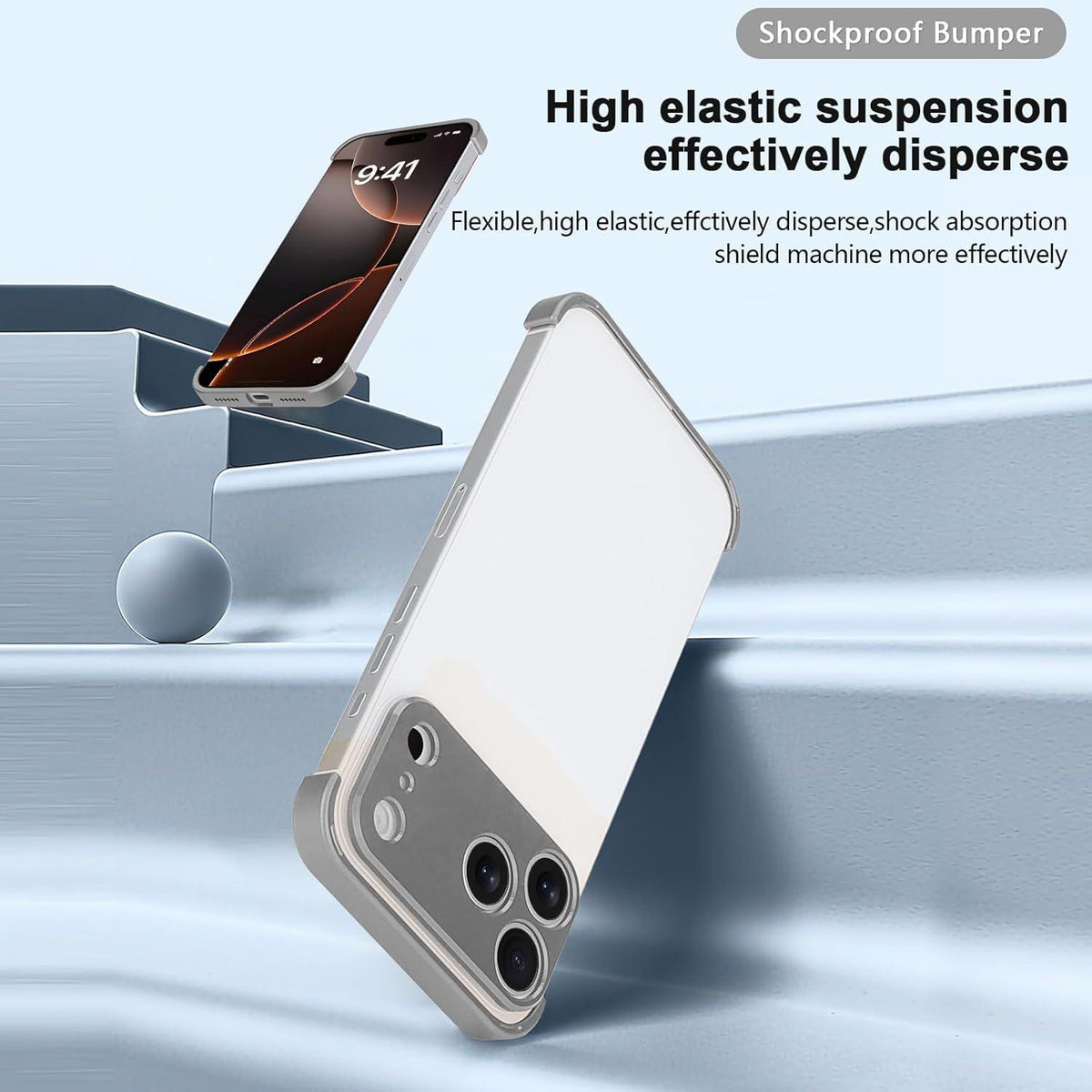 Compatible with iPhone 18 Pro Max Ultra-thin Frameless Titanium Alloy Four Corner Shockproof Phone Case - Titanium Gray