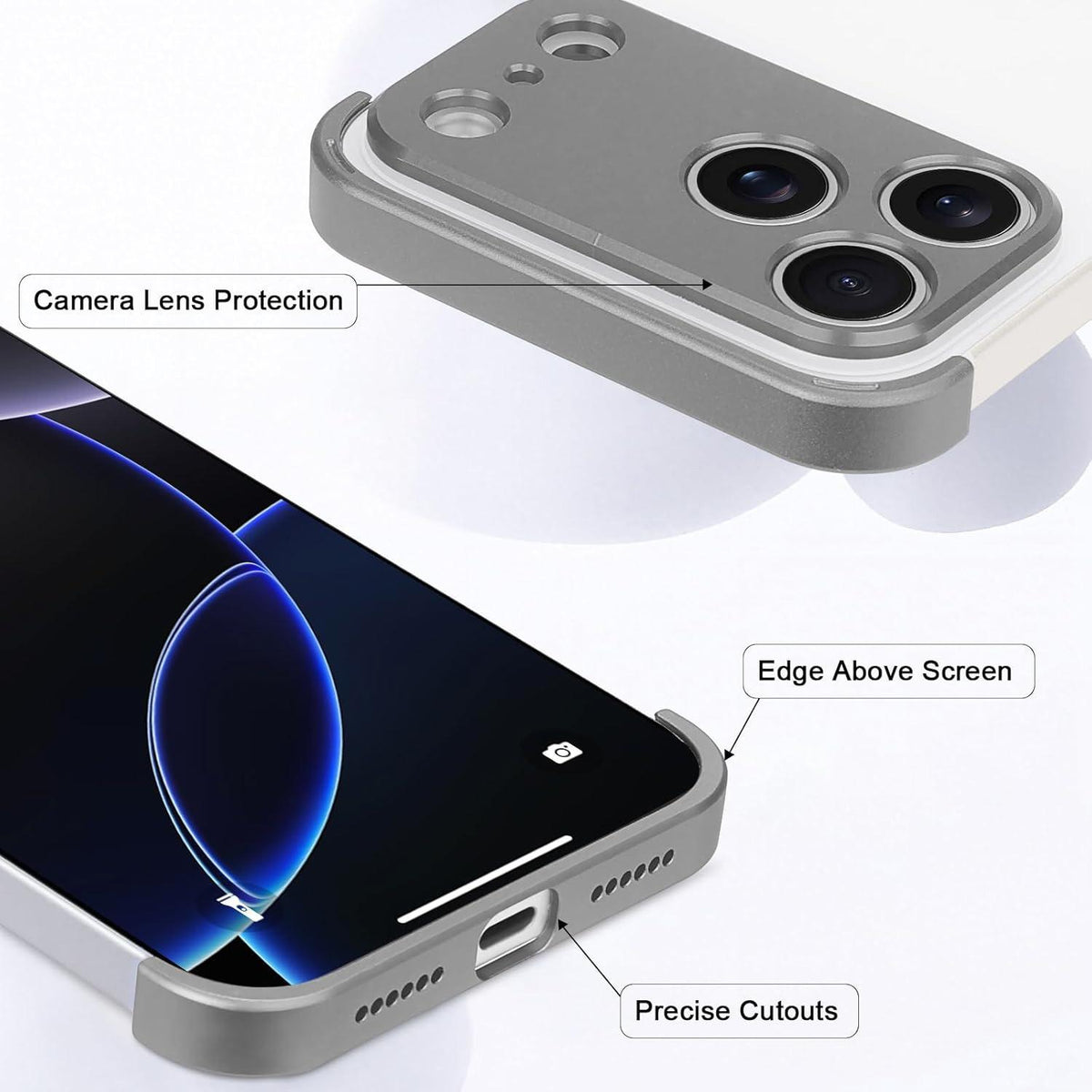 Compatible with iPhone 18 Pro Max Ultra-thin Frameless Titanium Alloy Four Corner Shockproof Phone Case - Titanium Gray