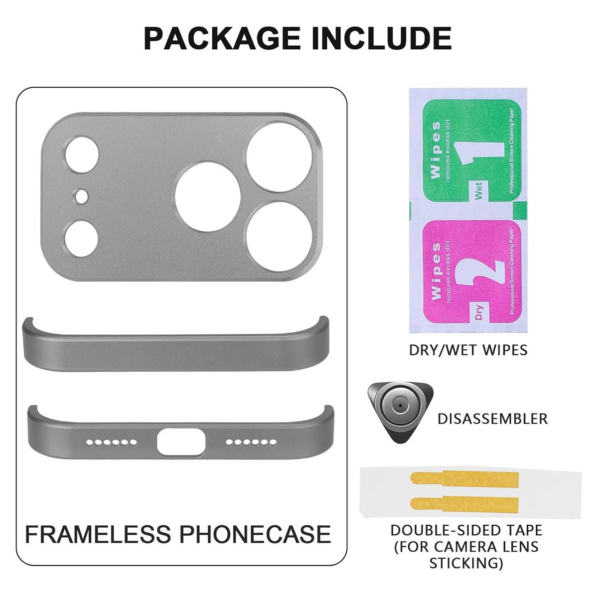 Compatible with iPhone 18 Pro Max Ultra-thin Frameless Titanium Alloy Four Corner Shockproof Phone Case - Titanium Gray