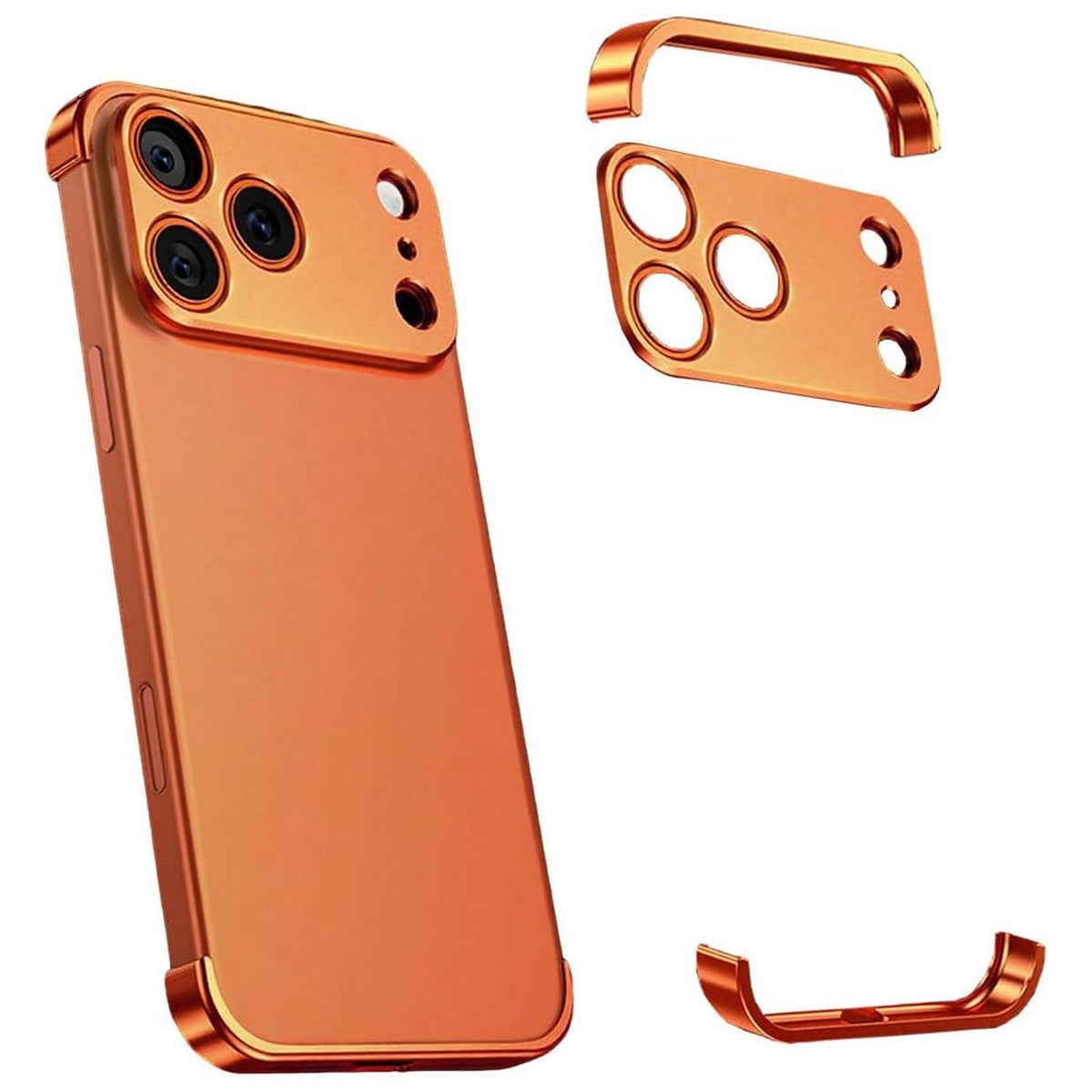 Compatible with iPhone 18 Pro Ultra-thin Frameless Titanium Alloy Four Corner Shockproof Phone Case - Orange