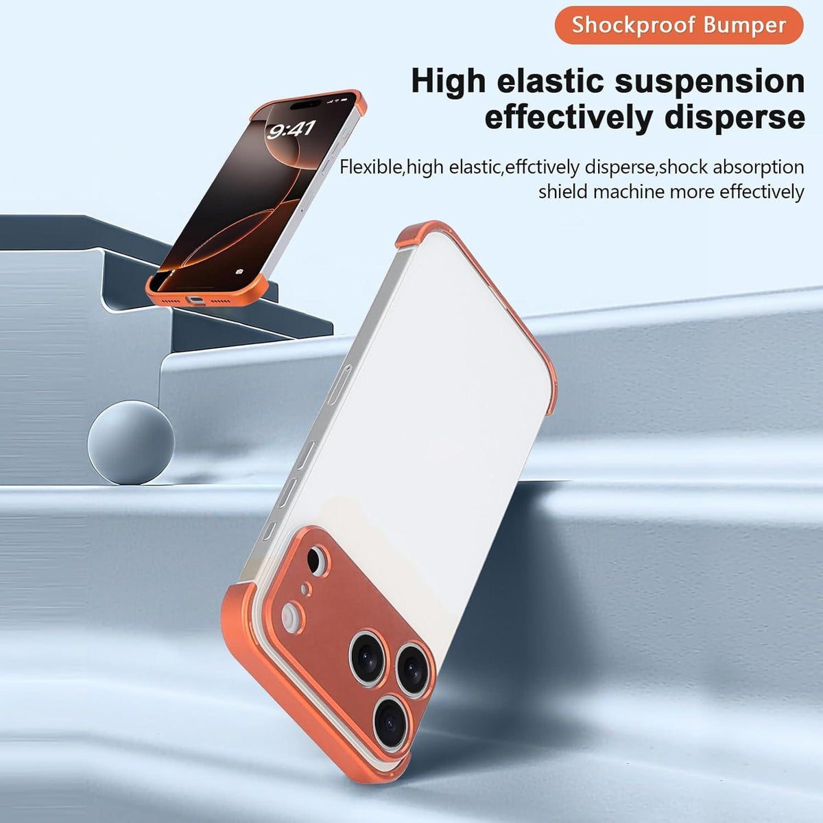 Compatible with iPhone 18 Pro Ultra-thin Frameless Titanium Alloy Four Corner Shockproof Phone Case - Orange