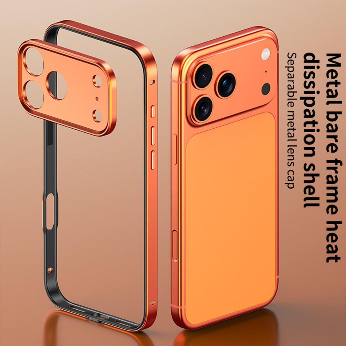 Compatible with iPhone 18 Pro Max Aluminum Alloy Dual-Layer Silicone Edge Thin Cooling Phone Frame Case with Metal Lens Frame - Silver