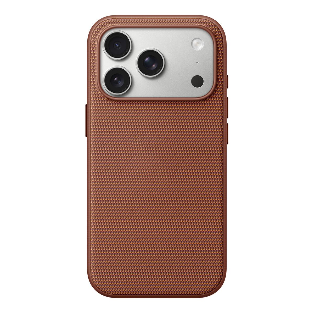 Compatible with iPhone 18 Pro Max Official Tech Fabric Texture Side-Adhesive TPU Magnetic Phone Case with Camera Button - Brown