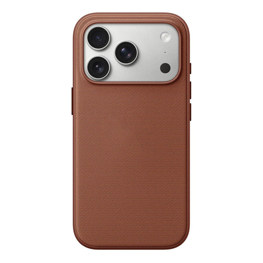 Compatible with iPhone 18 Pro Max Official Tech Fabric Texture Side-Adhesive TPU Magnetic Phone Case with Camera Button - Brown