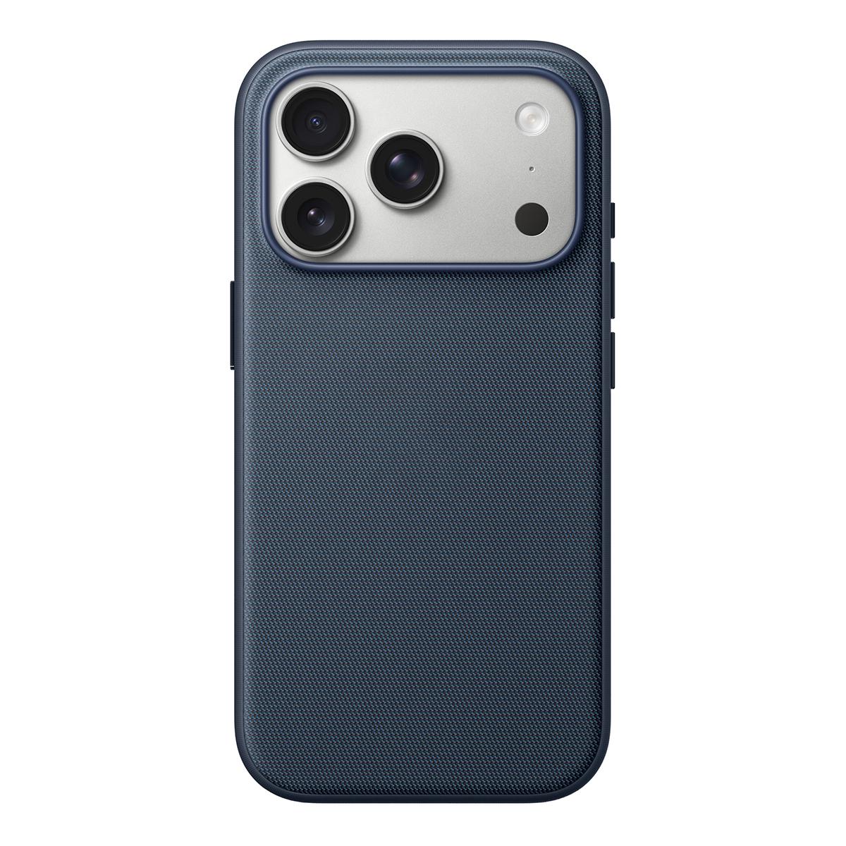 Compatible with iPhone 18 Pro Max Official Tech Fabric Texture Side-Adhesive TPU Magnetic Phone Case with Camera Button - Blue