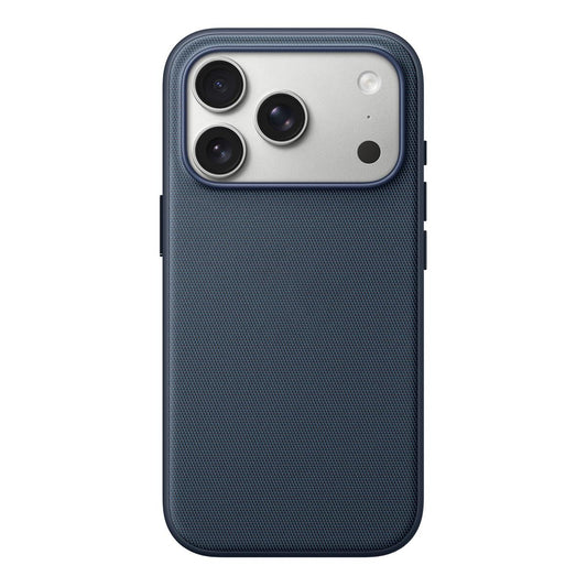 Compatible with iPhone 18 Pro Max Official Tech Fabric Texture Side-Adhesive TPU Magnetic Phone Case with Camera Button - Blue