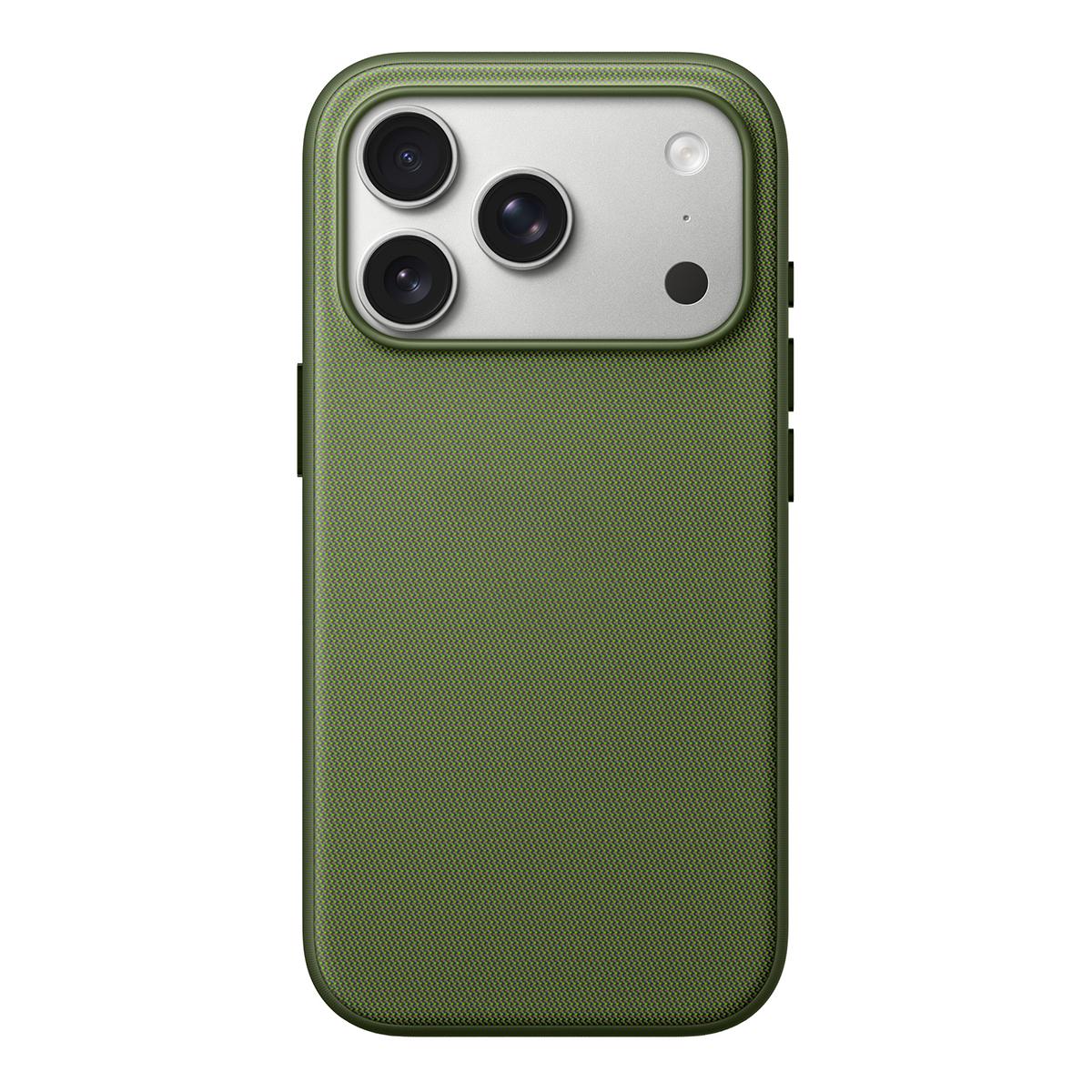 Compatible with iPhone 18 Pro Max Official Tech Fabric Texture Side-Adhesive TPU Magnetic Phone Case with Camera Button - Green
