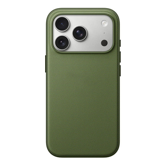 Compatible with iPhone 18 Pro Max Official Tech Fabric Texture Side-Adhesive TPU Magnetic Phone Case with Camera Button - Green