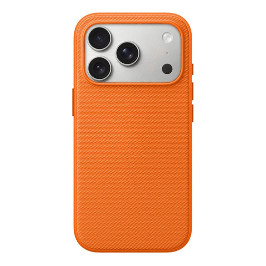 Compatible with iPhone 18 Pro Max Official Tech Fabric Texture Side-Adhesive TPU Magnetic Phone Case with Camera Button - Orange