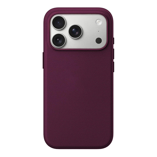 Compatible with iPhone 18 Pro Max Official Tech Fabric Texture Side-Adhesive TPU Magnetic Phone Case with Camera Button - Cherry Red