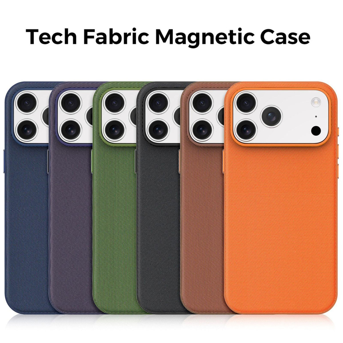 Compatible with iPhone 18 Pro Max Official Tech Fabric Texture Side-Adhesive TPU Magnetic Phone Case with Camera Button - Orange