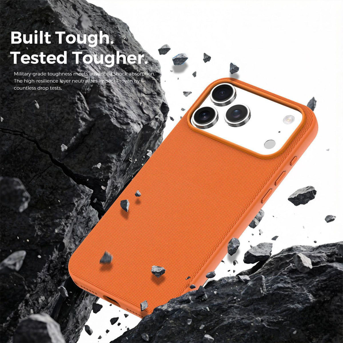 Compatible with iPhone 18 Pro Max Official Tech Fabric Texture Side-Adhesive TPU Magnetic Phone Case with Camera Button - Orange