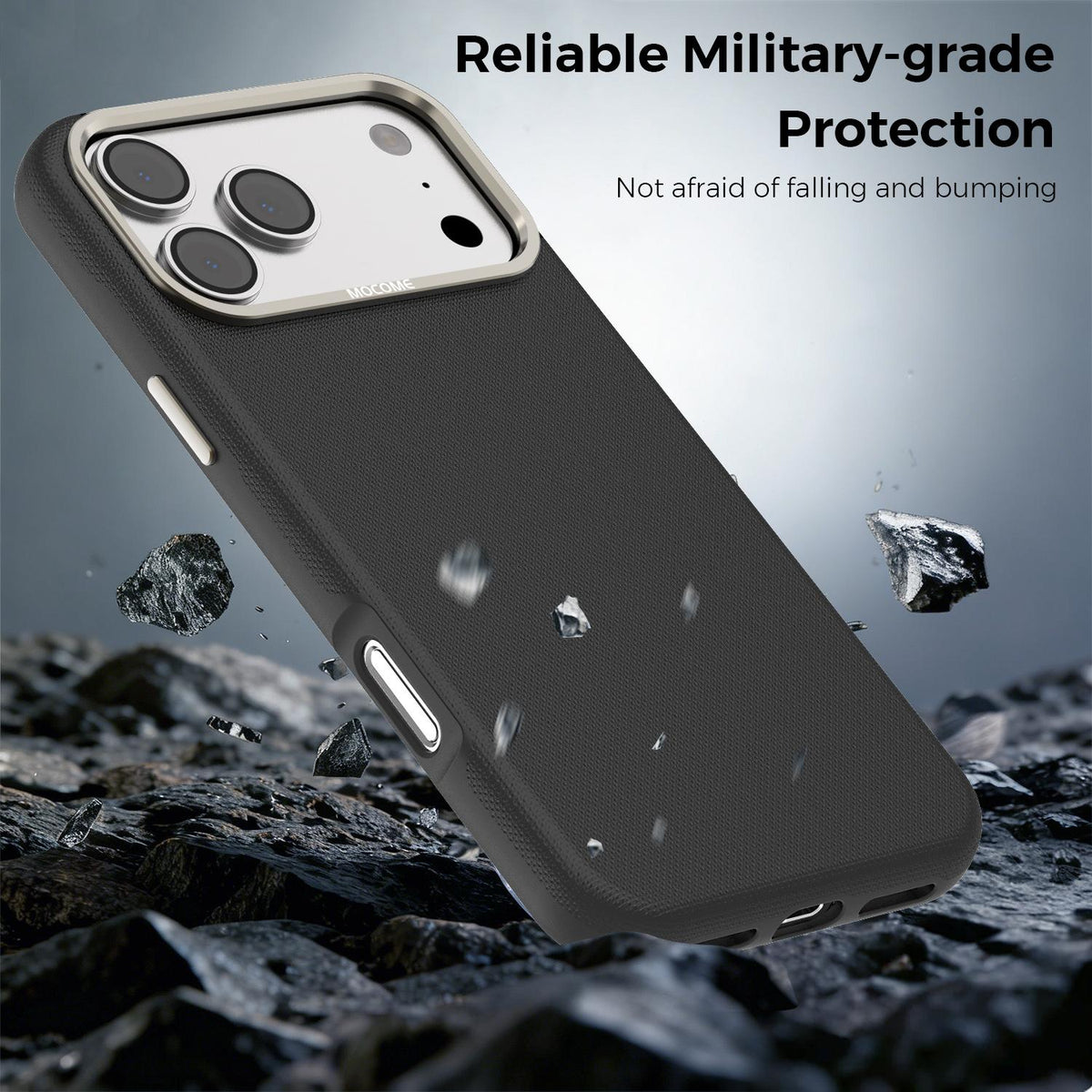 Compatible with iPhone 18 Pro Max Mocome Plain Magnetic Shockproof Phone Case - Black