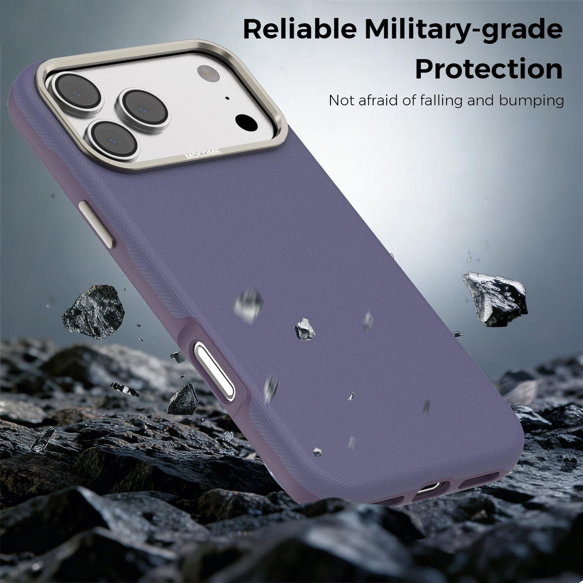 Compatible with iPhone 18 Pro Max Mocome Plain Magnetic Shockproof Phone Case - Purple