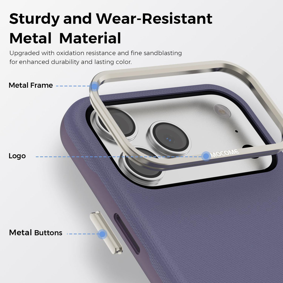 Compatible with iPhone 18 Pro Max Mocome Plain Magnetic Shockproof Phone Case - Purple