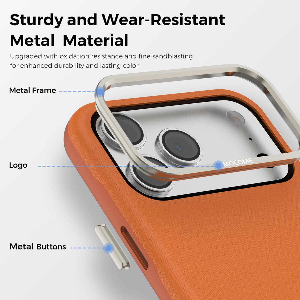 Compatible with iPhone 18 Pro Max Mocome Plain Magnetic Shockproof Phone Case - Orange
