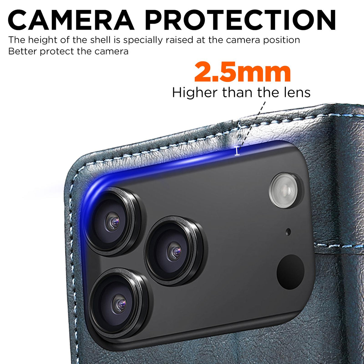 Compatible with iPhone 18 Pro Suteni Baroque Calf Texture Buckle Wallet Leather Phone Case - Blue