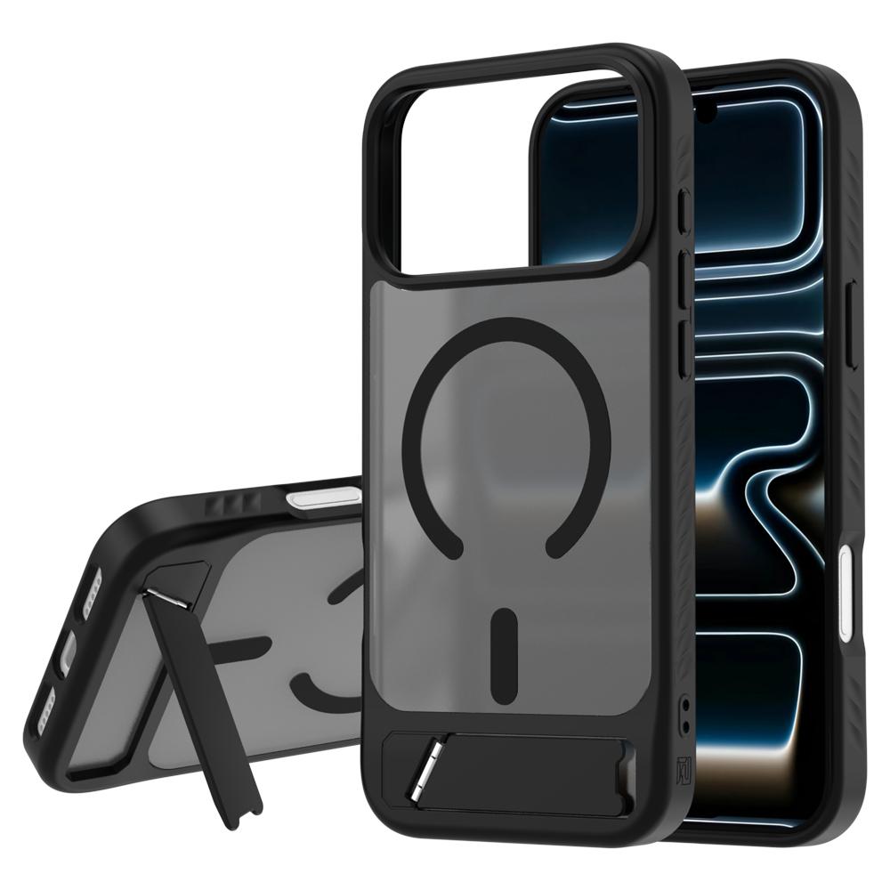 Compatible with iPhone 18 Pro Max & 17 Pro Max LeReach Le-Chic Series Invisible Holder Magnetic Phone Case - Black